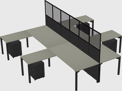 Shared l-shape cubicle