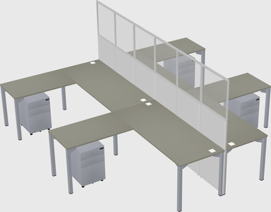 Shared l-shape cubicle