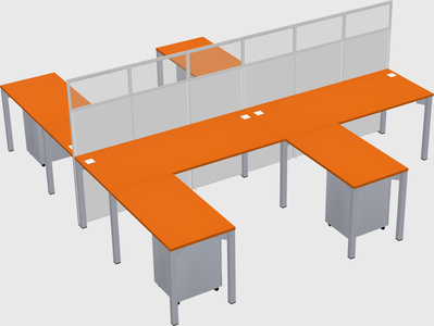 Shared l-shape cubicle