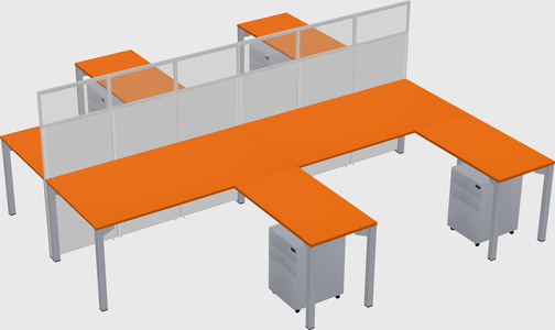 Shared l-shape cubicle