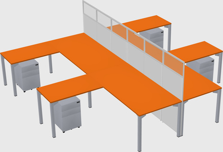 Shared l-shape cubicle