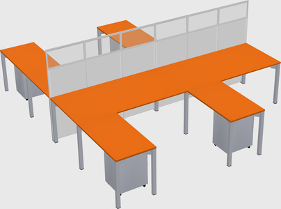 Shared l-shape cubicle