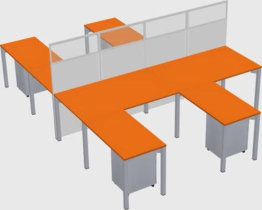 Shared l-shape cubicle