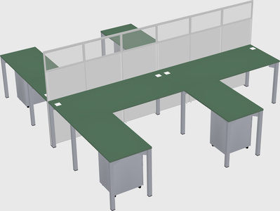 Shared l-shape cubicle