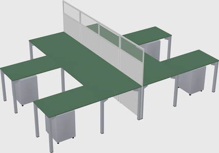 Shared l-shape cubicle