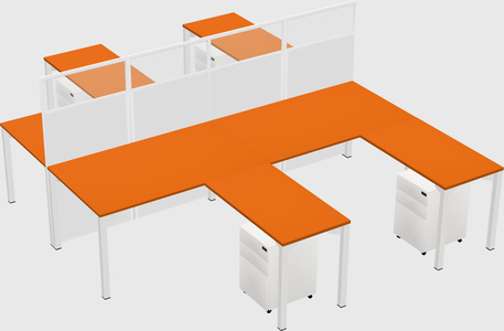 Shared l-shape cubicle