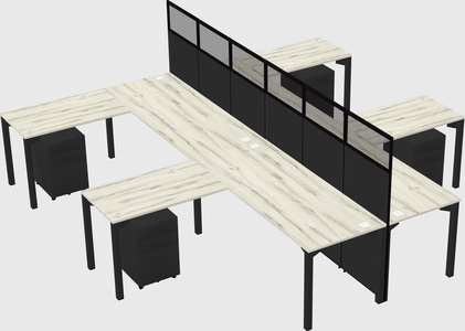 Shared l-shape cubicle