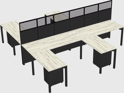Shared l-shape cubicle