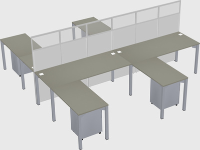 Shared l-shape cubicle