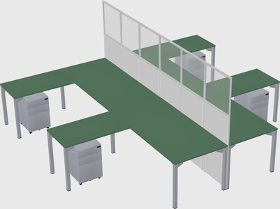 Shared l-shape cubicle
