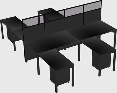 Shared l-shape cubicle