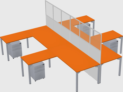 Shared l-shape cubicle