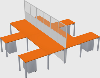 Shared l-shape cubicle