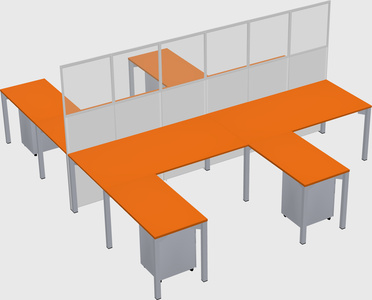 Shared l-shape cubicle