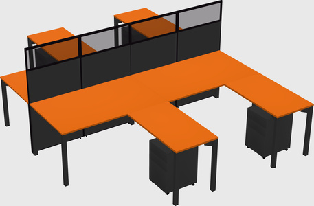 Shared l-shape cubicle