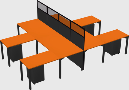 Shared l-shape cubicle