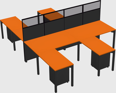 Shared l-shape cubicle