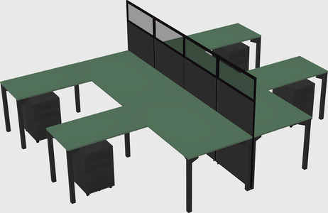 Shared l-shape cubicle