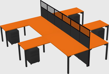 Shared l-shape cubicle