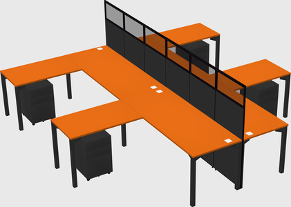 Shared l-shape cubicle