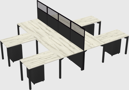 Shared l-shape cubicle
