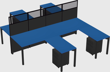 Shared l-shape cubicle