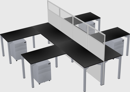 Shared l-shape cubicle