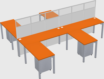 Shared l-shape cubicle