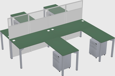 Shared l-shape cubicle