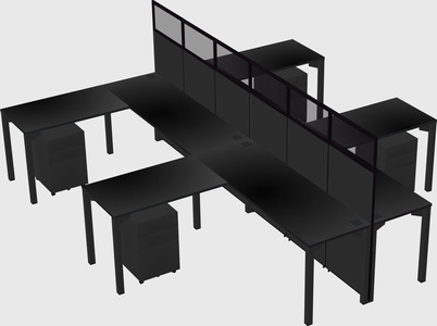 Shared l-shape cubicle