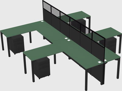 Shared l-shape cubicle
