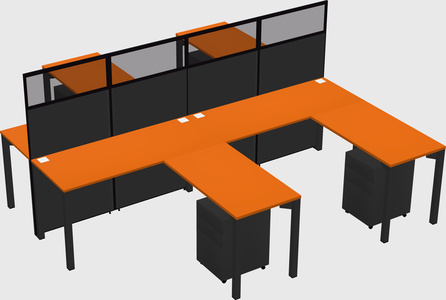 Shared l-shape cubicle
