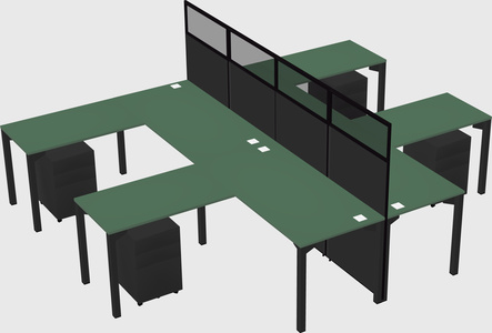 Shared l-shape cubicle