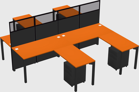 Shared l-shape cubicle