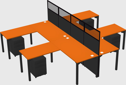 Shared l-shape cubicle