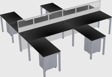 Shared l-shape cubicle