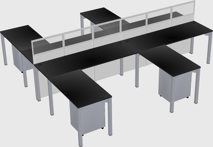 Shared l-shape cubicle