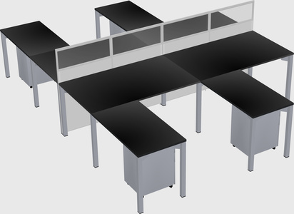 Shared l-shape cubicle