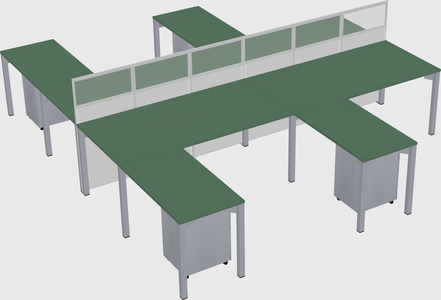 Shared l-shape cubicle