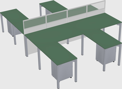 Shared l-shape cubicle