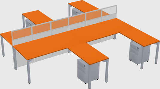 Shared l-shape cubicle