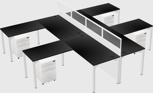 Shared l-shape cubicle