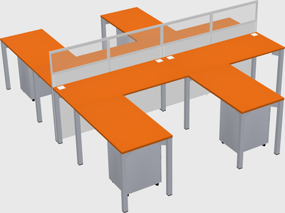 Shared l-shape cubicle