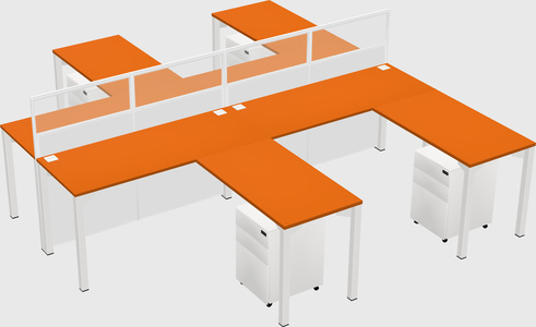 Shared l-shape cubicle