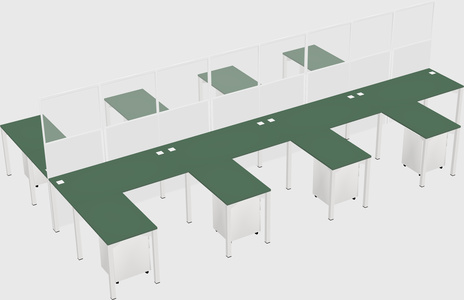 Shared l-shape cubicle