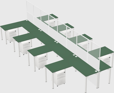 Shared l-shape cubicle