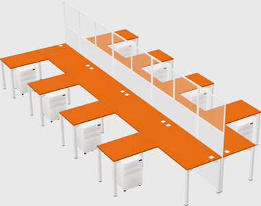 Shared l-shape cubicle