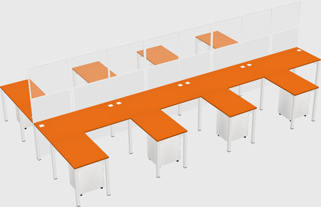 Shared l-shape cubicle