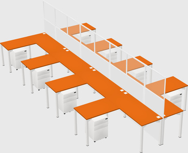 Shared l-shape cubicle
