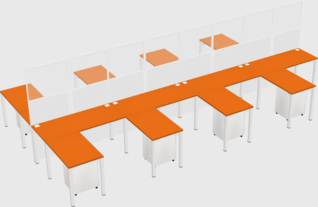 Shared l-shape cubicle